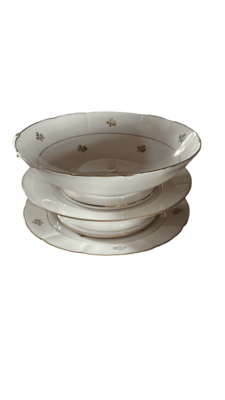 Plat sur pied bas porcelaine blanc doré