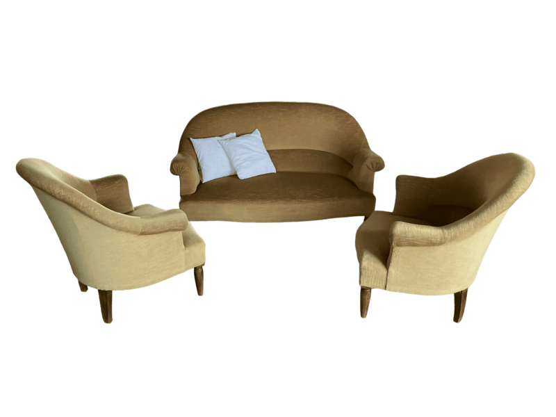Salon crapaud velours beige