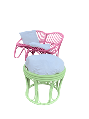 Tabouret rotin vert avec coussin Tabouret rotin vert avec coussin