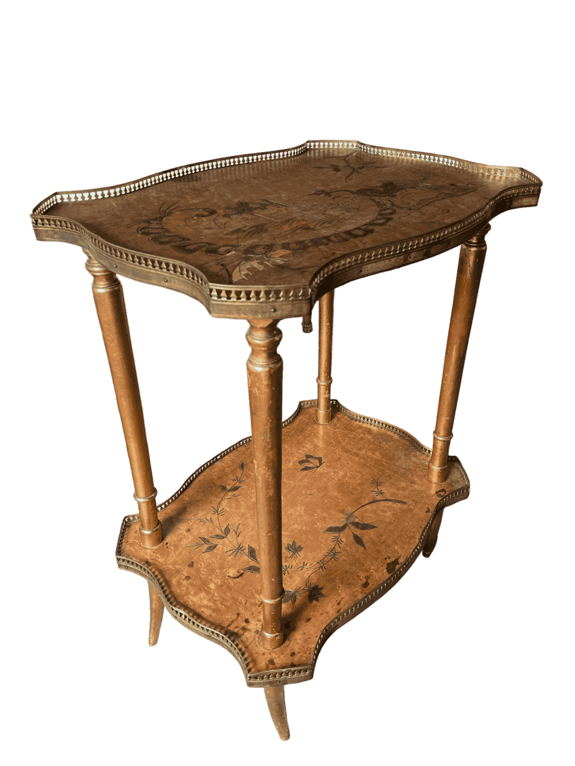 Desserte bois laiton japonisant