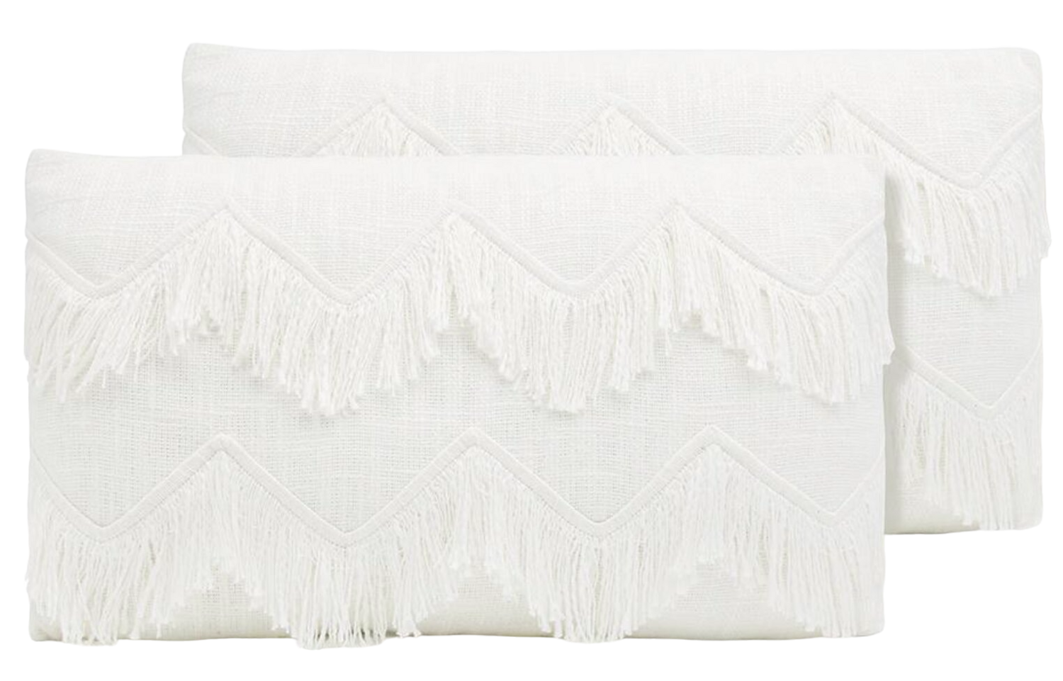Coussin blanc franges rectangle