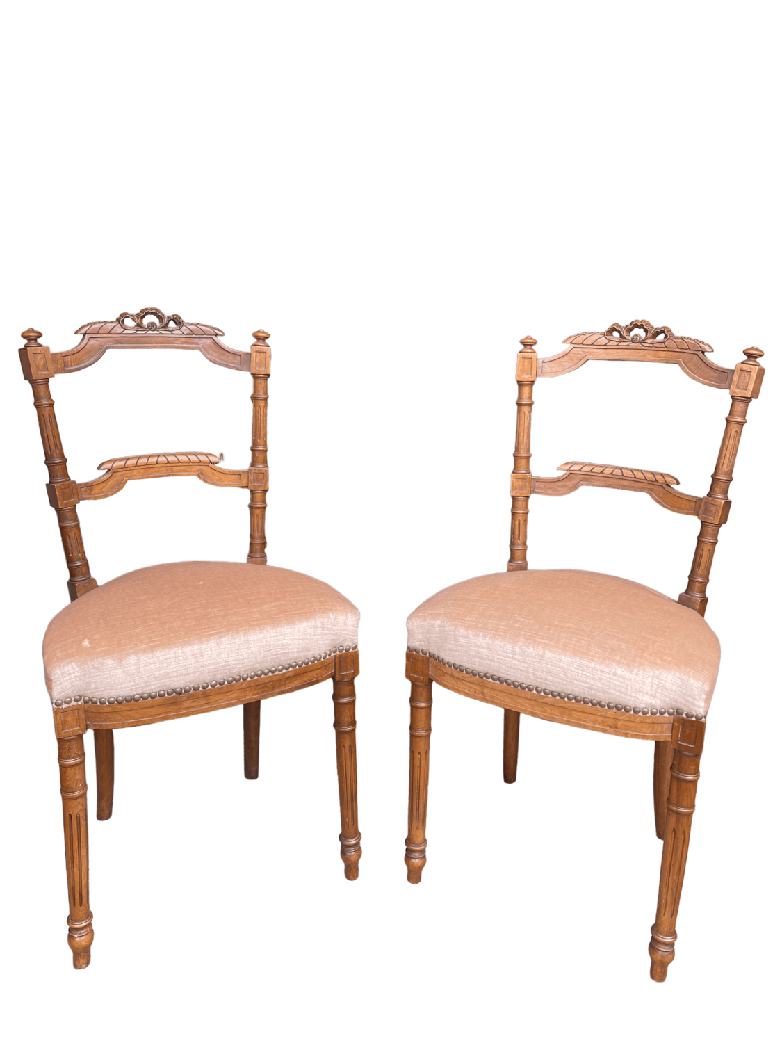 Chaise bois assise velours beige Napoléon III