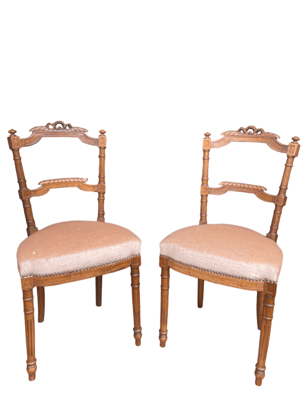 Chaise bois assise velours beige Napoléon III