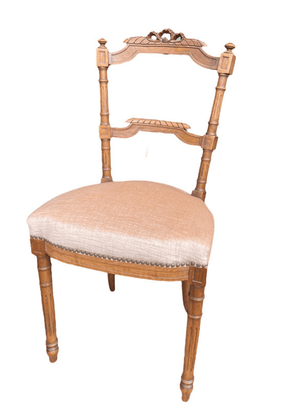Chaise bois assise velours beige Napoléon III