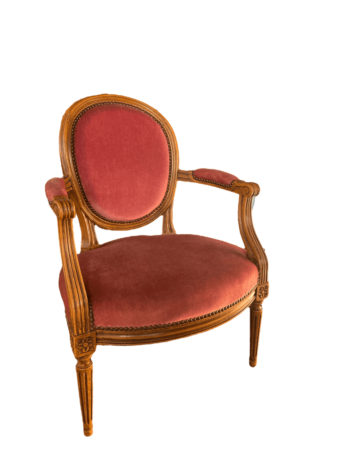 Fauteuil velours cabriolet Louis XV