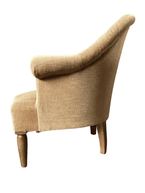 Fauteuil crapaud velours beige