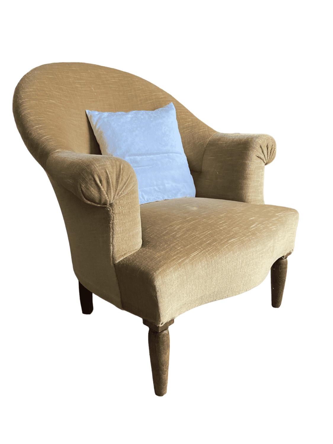 Fauteuil crapaud velours beige