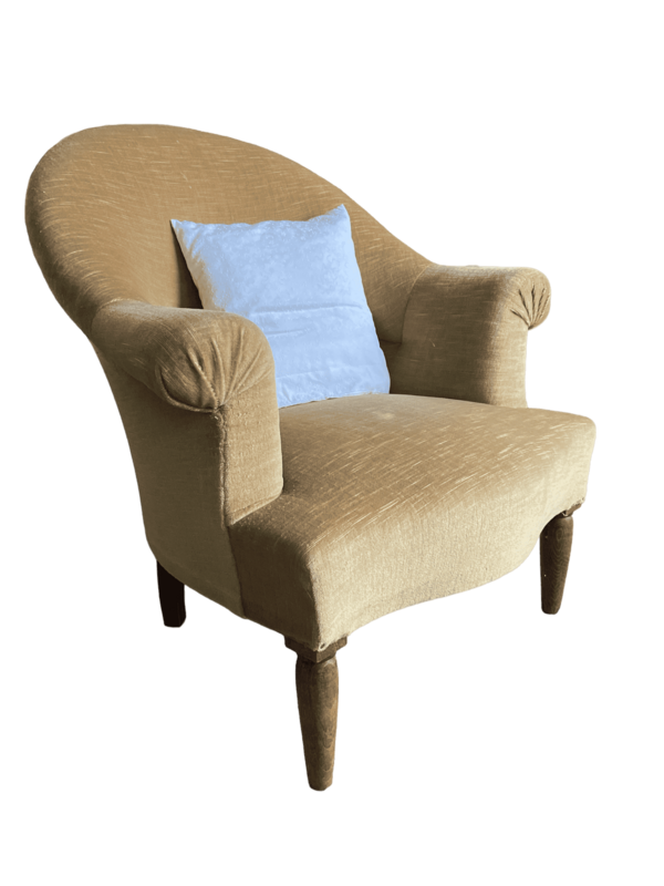 Fauteuil crapaud velours beige