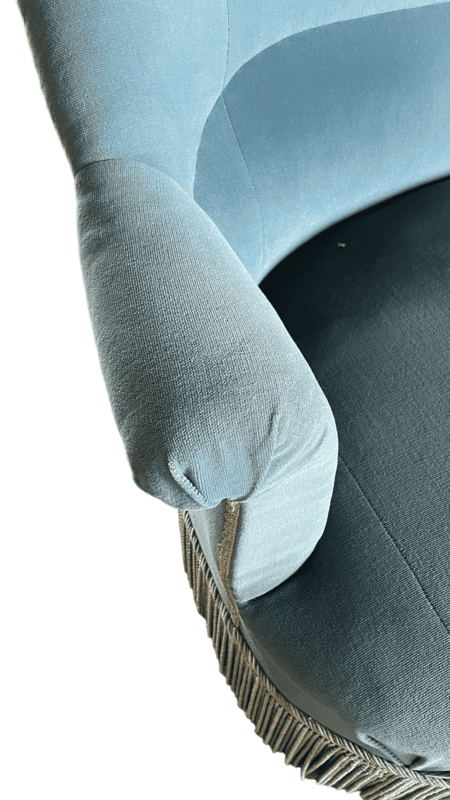 Banquette crapaud velours bleu