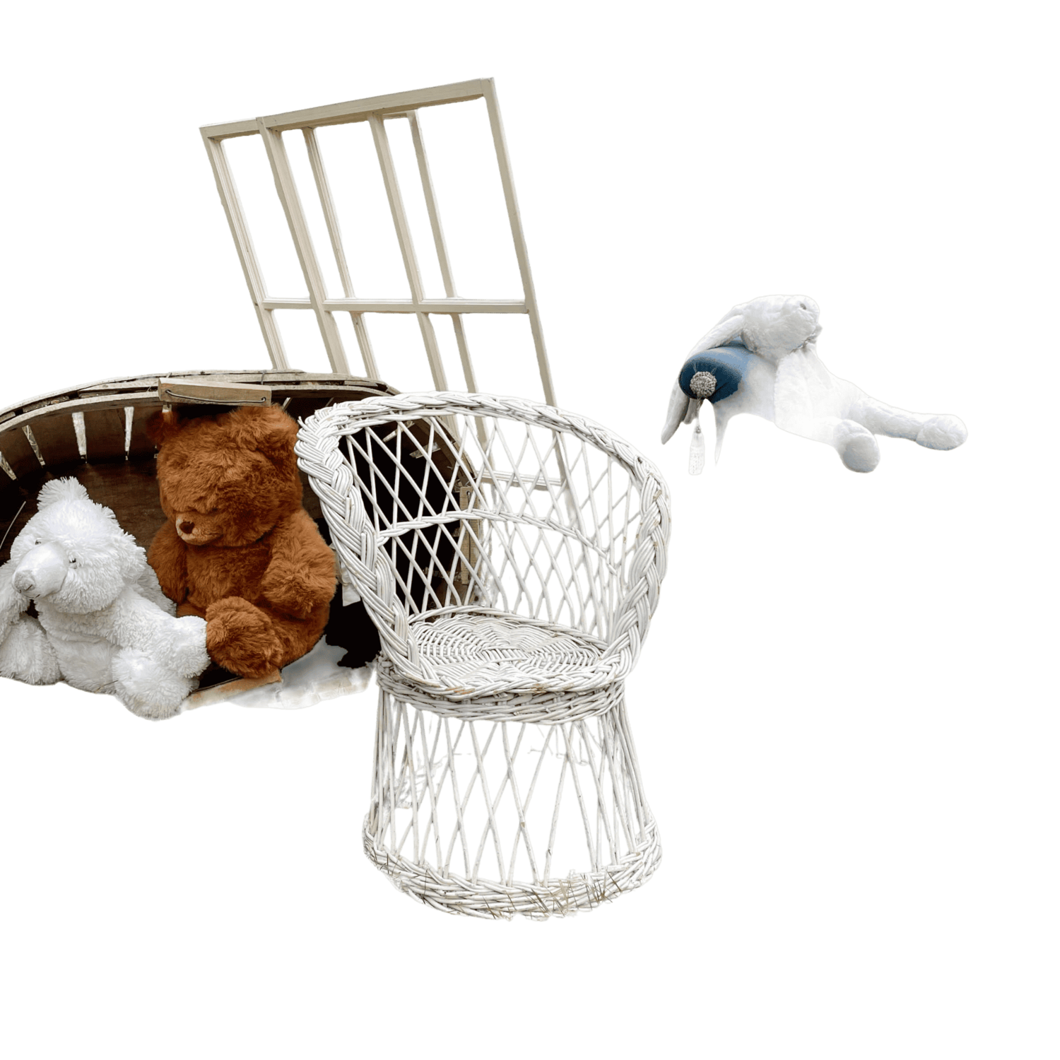 Fauteuil en rotin enfant croisillons blanc
