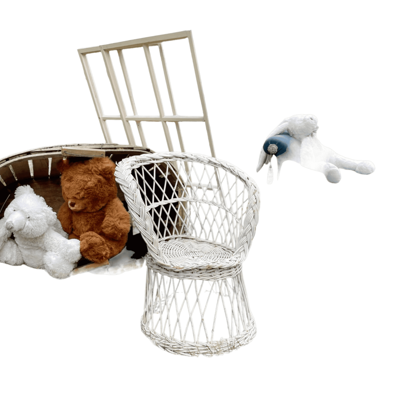 Fauteuil en rotin enfant croisillons blanc