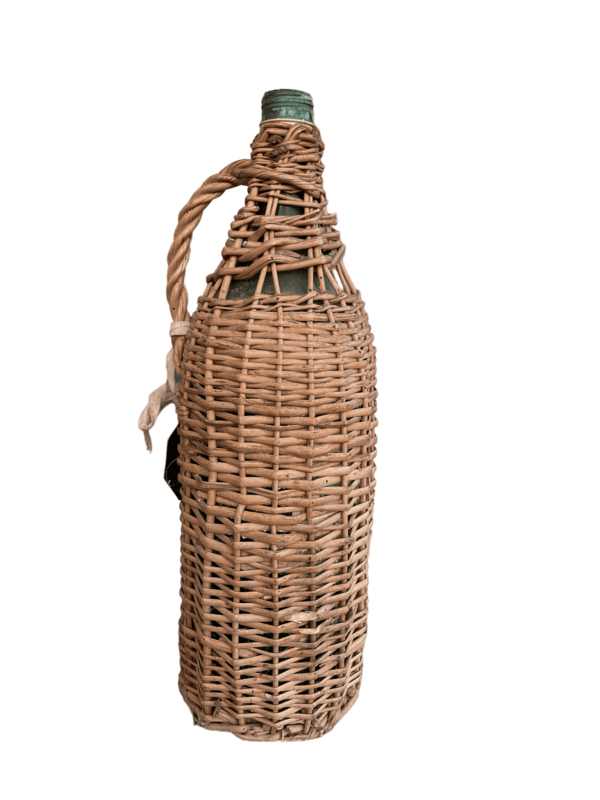 Bouteille verre vert tressée