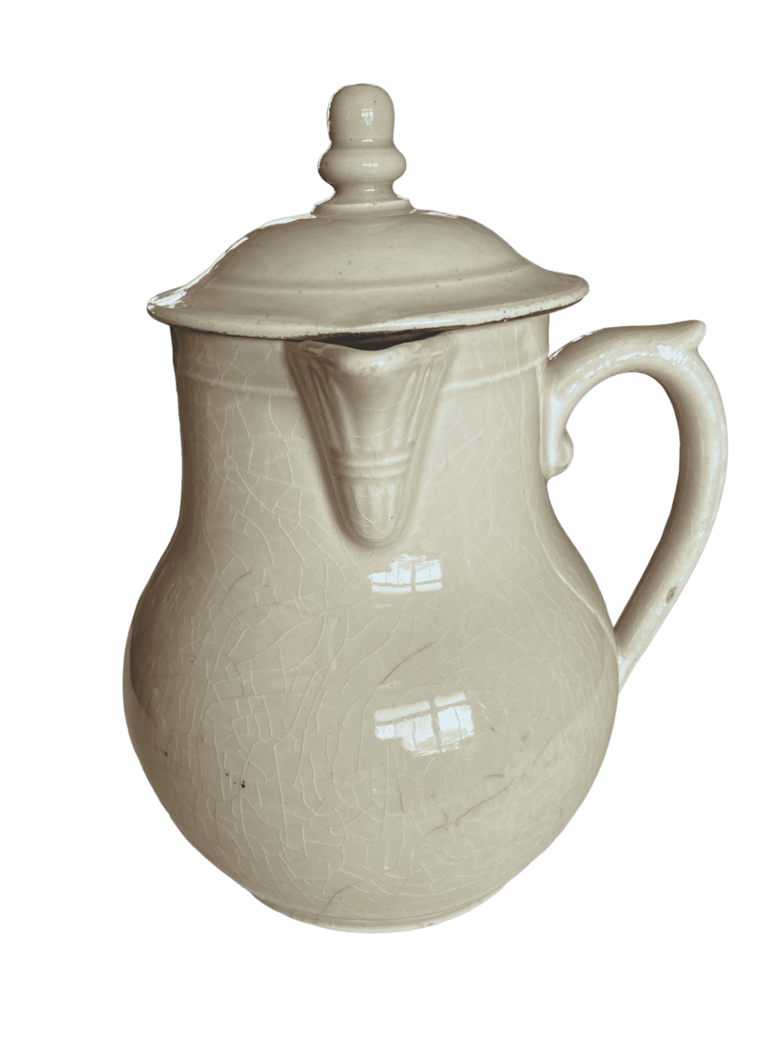 Cruche porcelaine beige couvercle