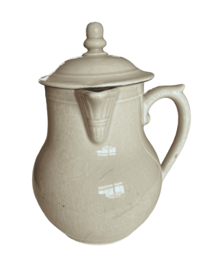 Cruche porcelaine beige couvercle