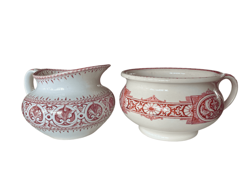 Cruche porcelaine blanche rose