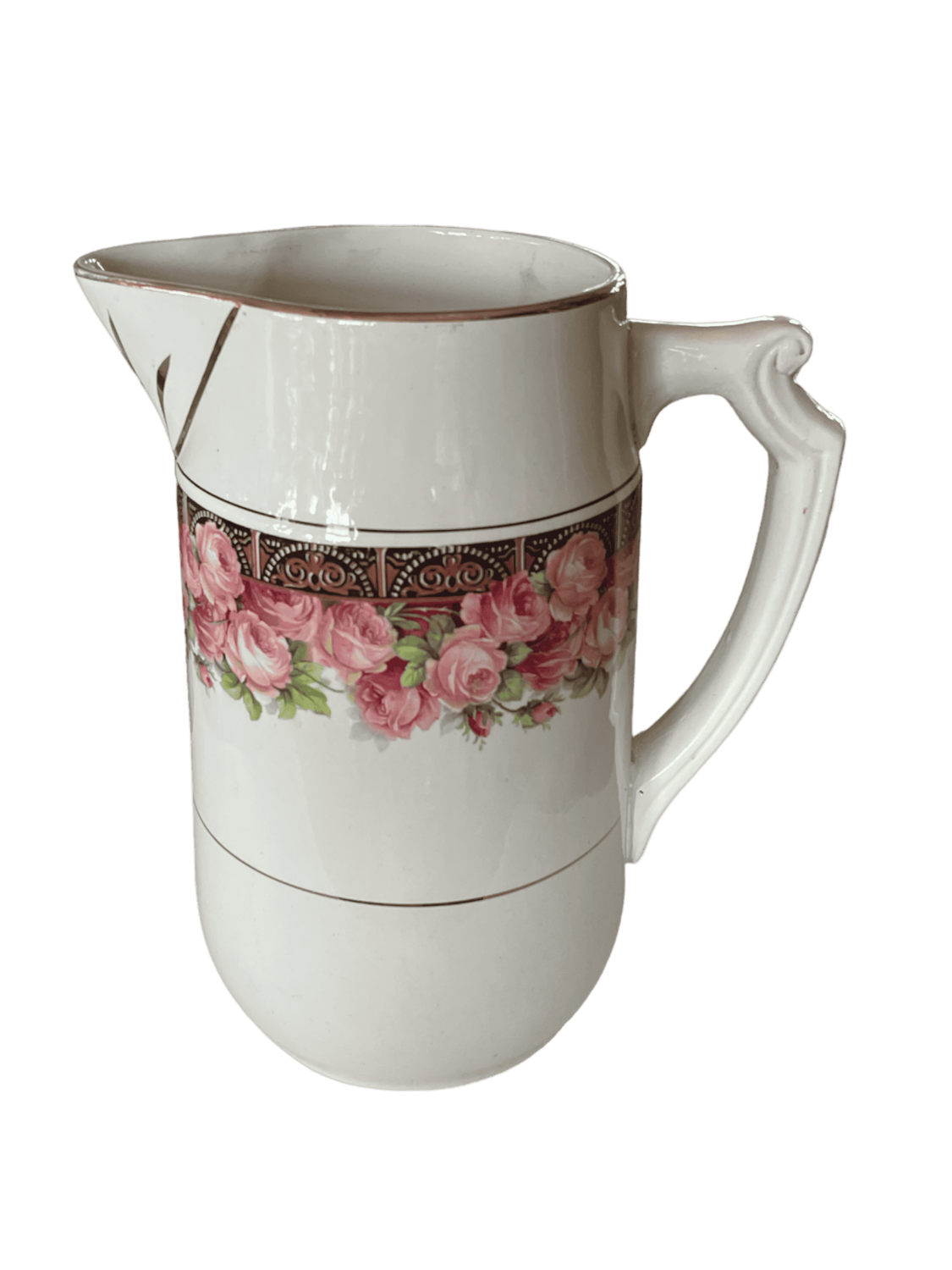 Cruche céramique grande fleurs roses