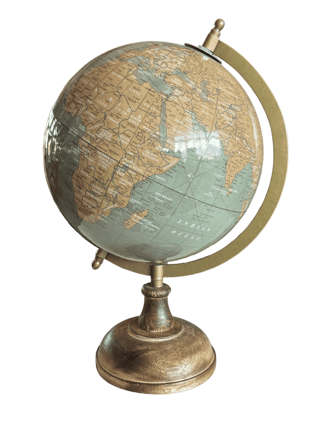 Globe terrestre vert bois