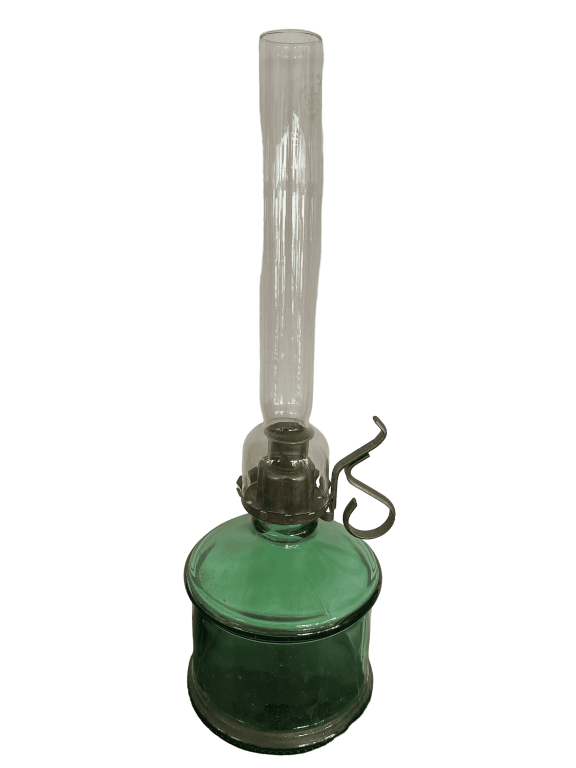 Lampe à huile verre vert avec verre