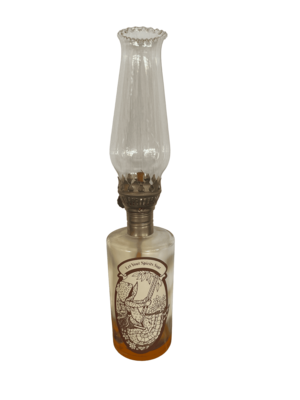 Lampe à huile verre brun avec verre