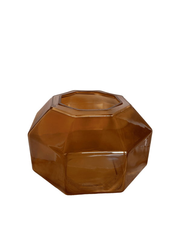Vase verre ambré facettes