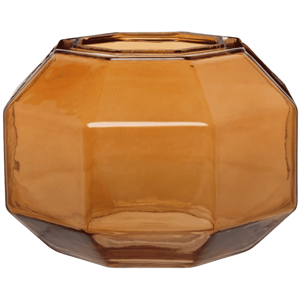 Vase verre ambré facettes