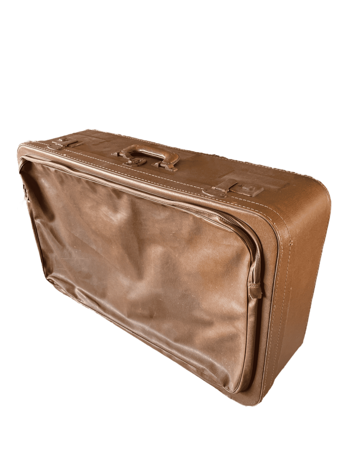 Valise vintage marron fermeture éclair grande