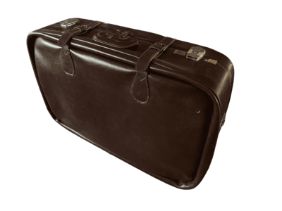 Valise vintage marron grande simili sangles