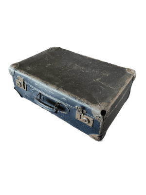 Valise vintage noire carton renforts métal