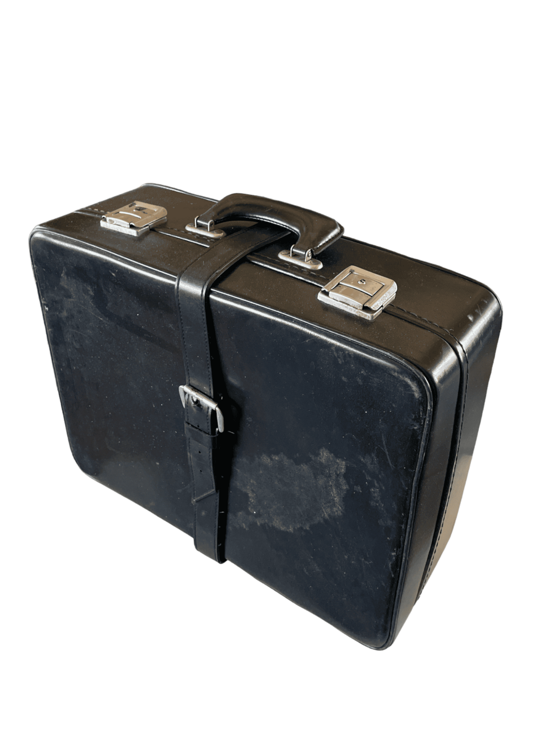 Valise vintage noire simili sangle