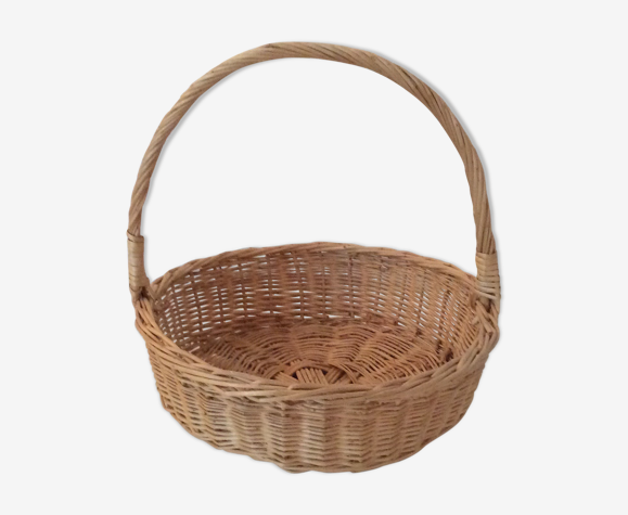 Panier osier rond plat anse