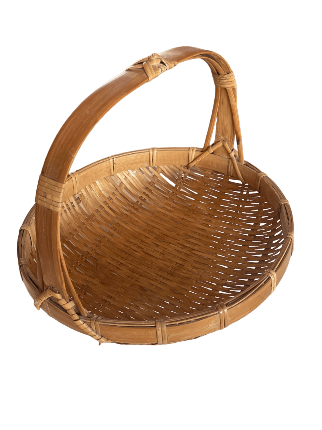 Panier tressé petit rond avec anse