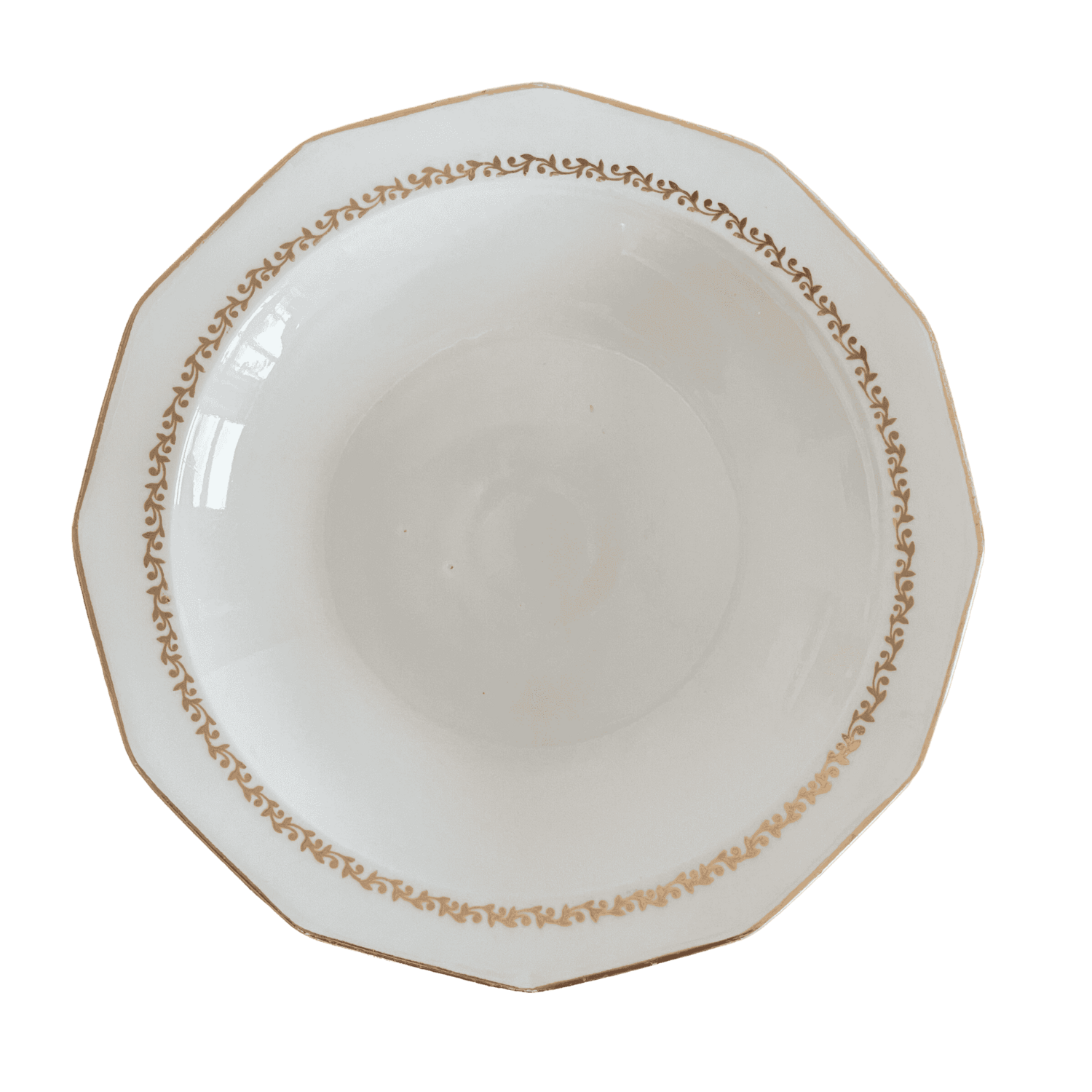 Plat rond creux porcelaine blanc doré