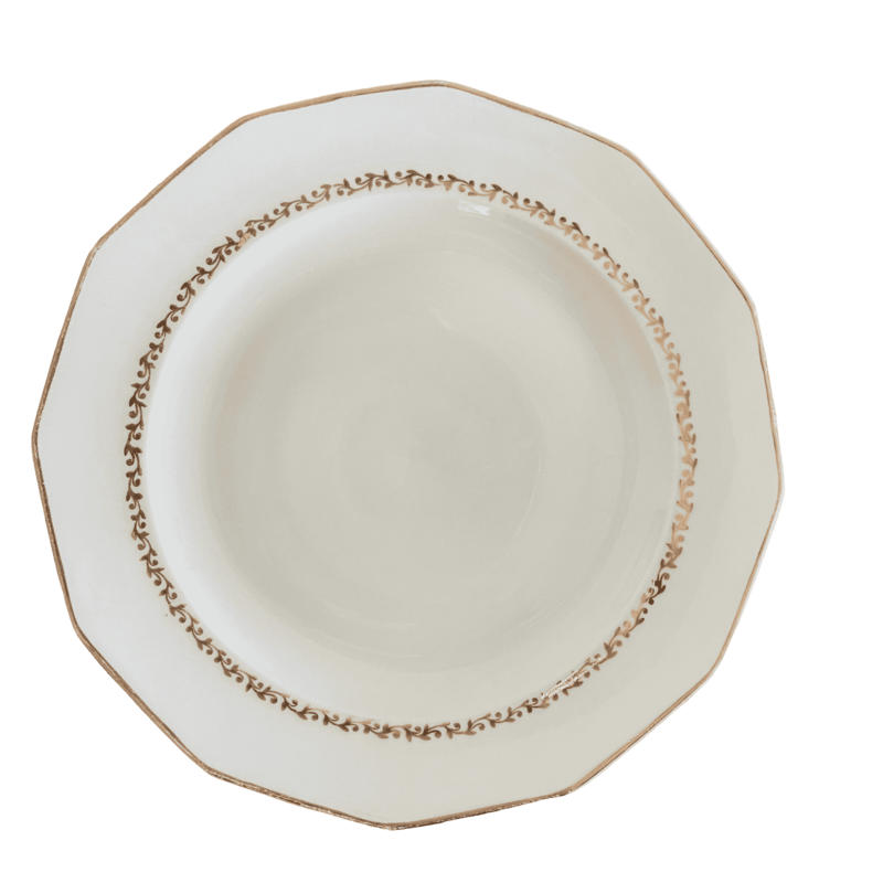 Plat rond plat Porcelaine blanc dorure