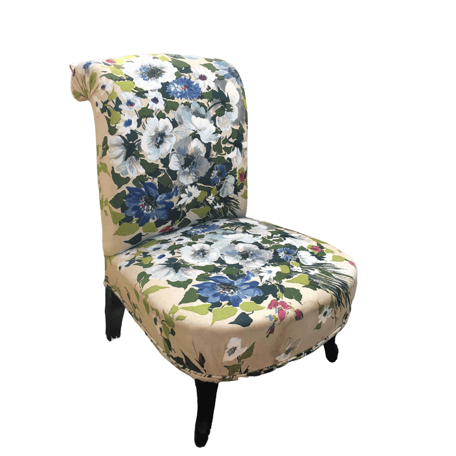 Fauteuil liseuse fleuri bleu