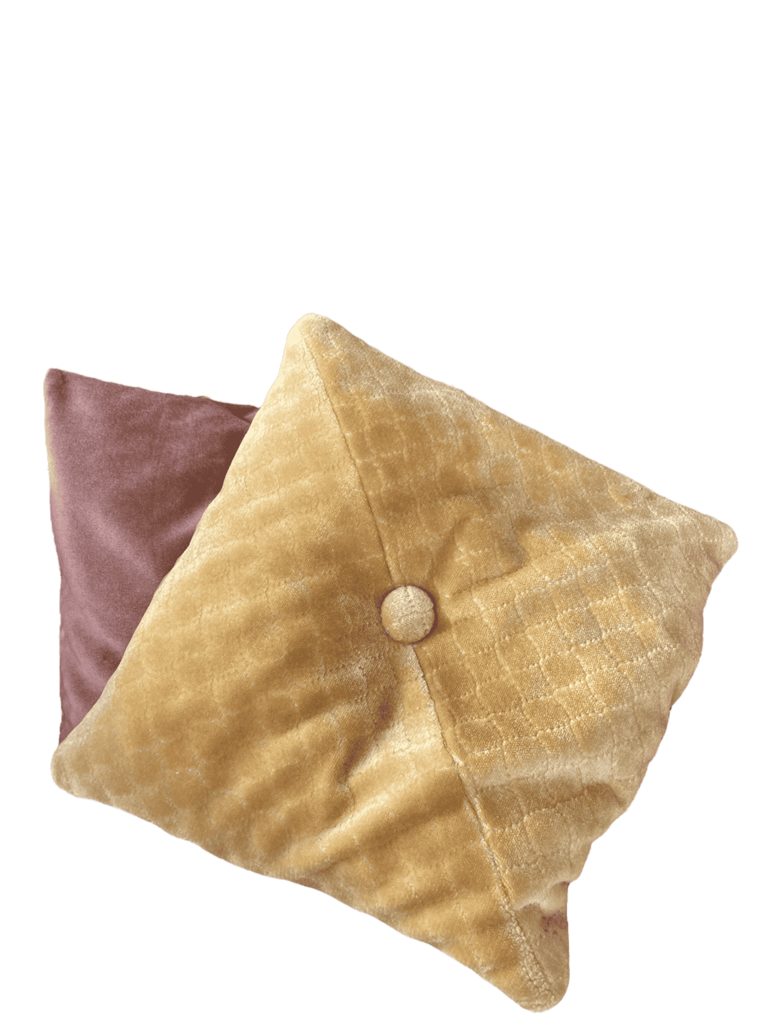 Coussin velours camel bouton