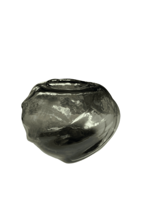 Vase verre noir boule moyen