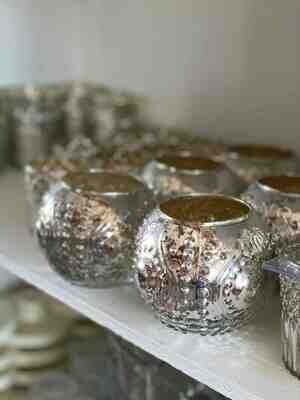 Photophore verre argenté rond