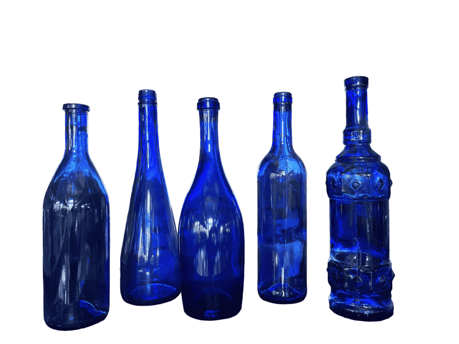 Vase verre bouteille bleue