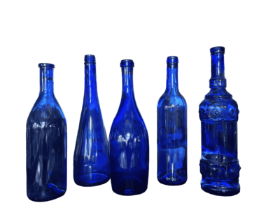 Vase verre bouteille bleue Vase verre bouteille bleue
