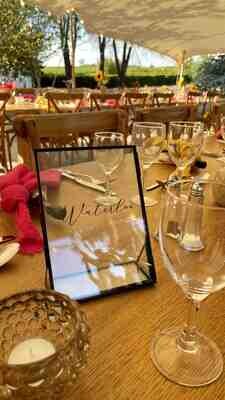 Numéro de table métal noir et verre