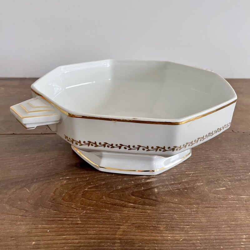 Saladier porcelaine blanc doré