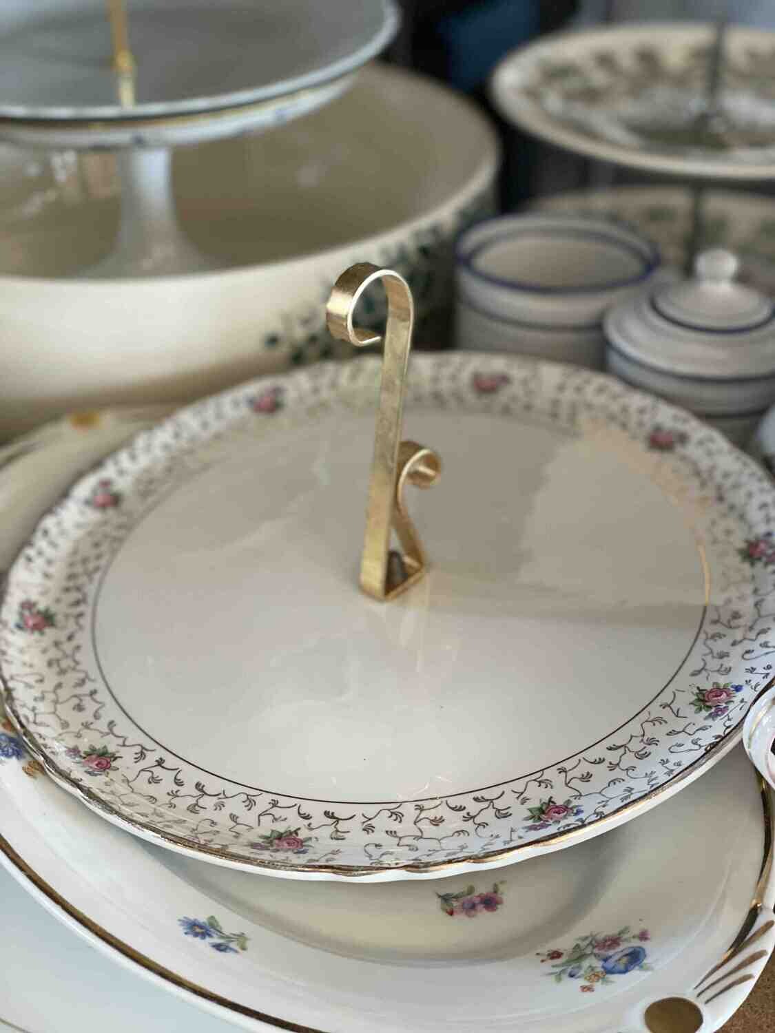 Serviteur 1 étage porcelaine fleuri