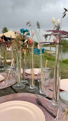 Verre couvercle avec paille en bambou