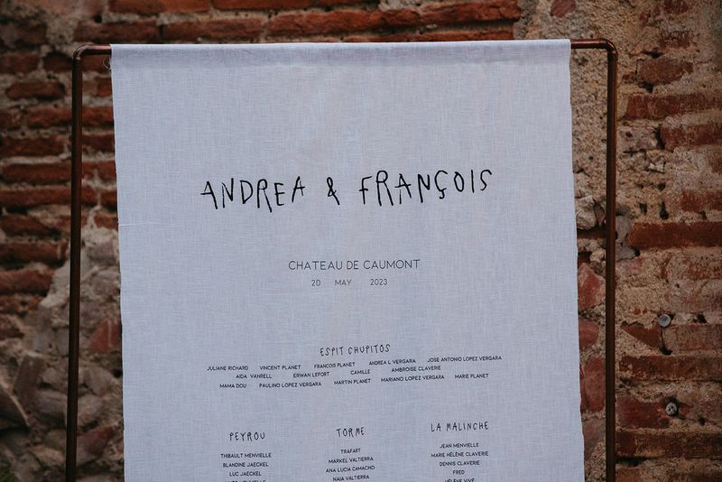 Affiche plan de table tissu personnalisée