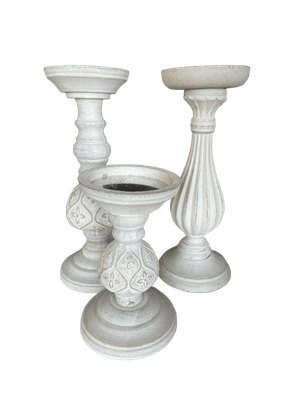 Chandelier bois simple blanc strie moyen