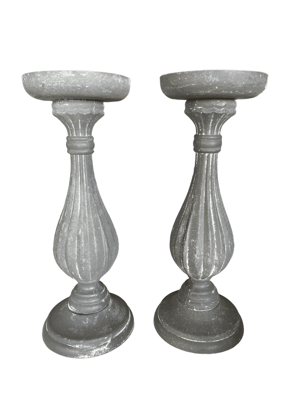 Chandelier bois simple gris strie grand