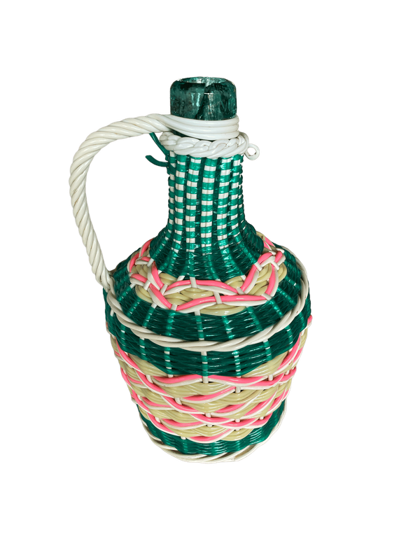 Bouteille scoubidou verte et rose
