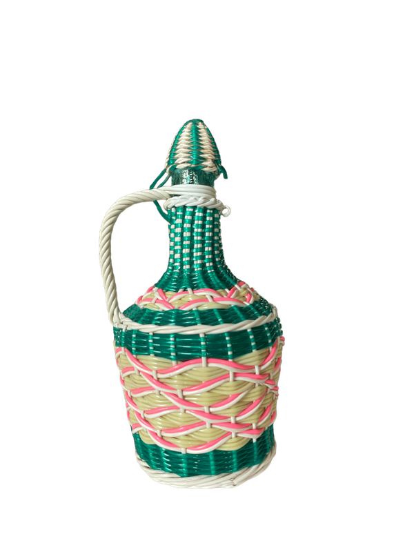 Bouteille scoubidou verte et rose