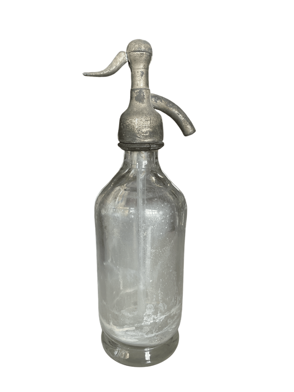 Bouteille siphon verre métal argenté