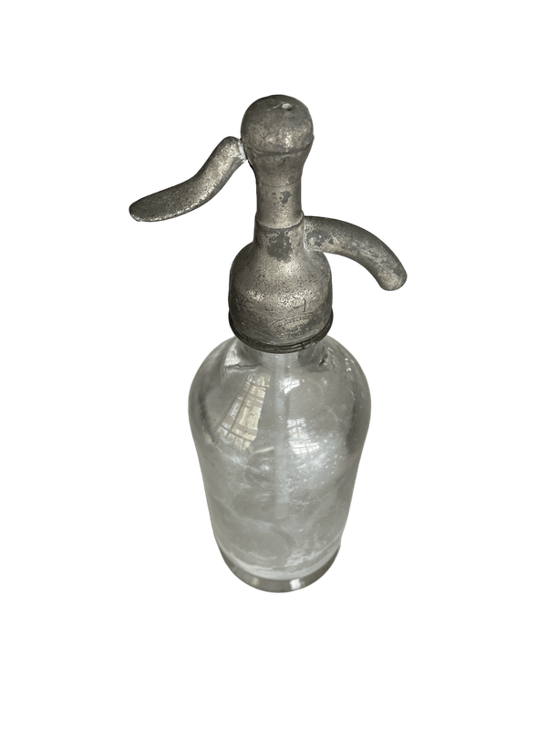 Bouteille siphon verre métal argenté